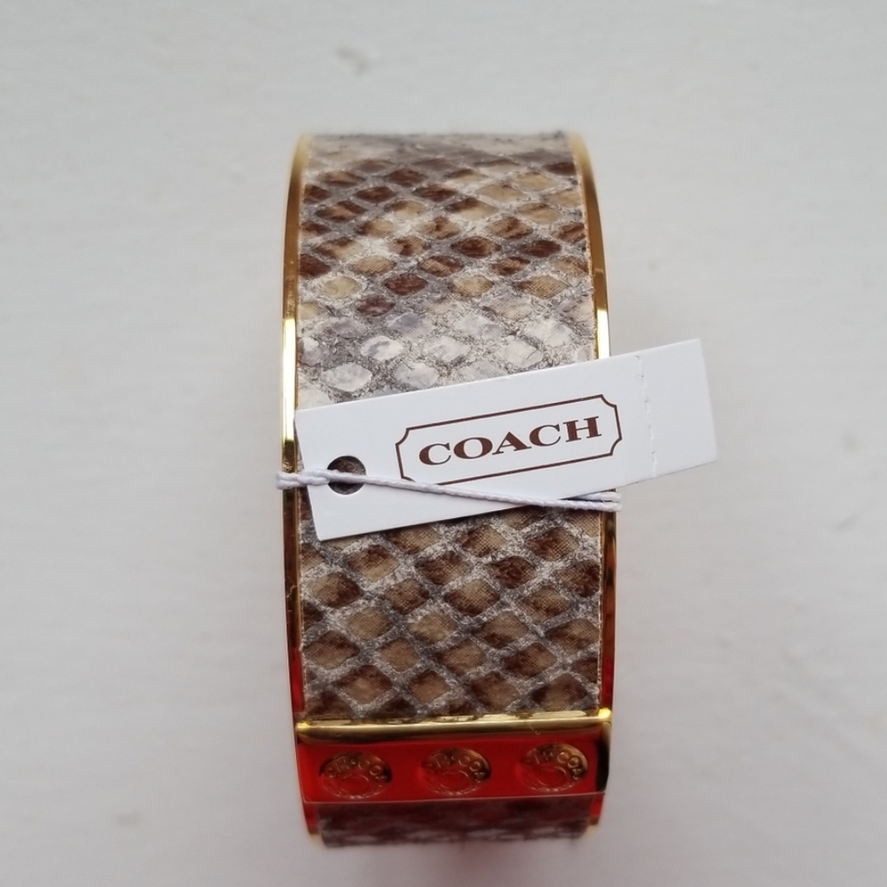 Coach Python Leather and Gold Bracelet